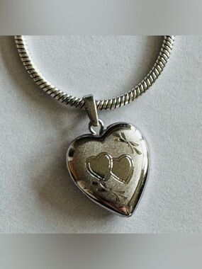Sterling Silver Heart Locket Necklace with 20” Sterling Chain